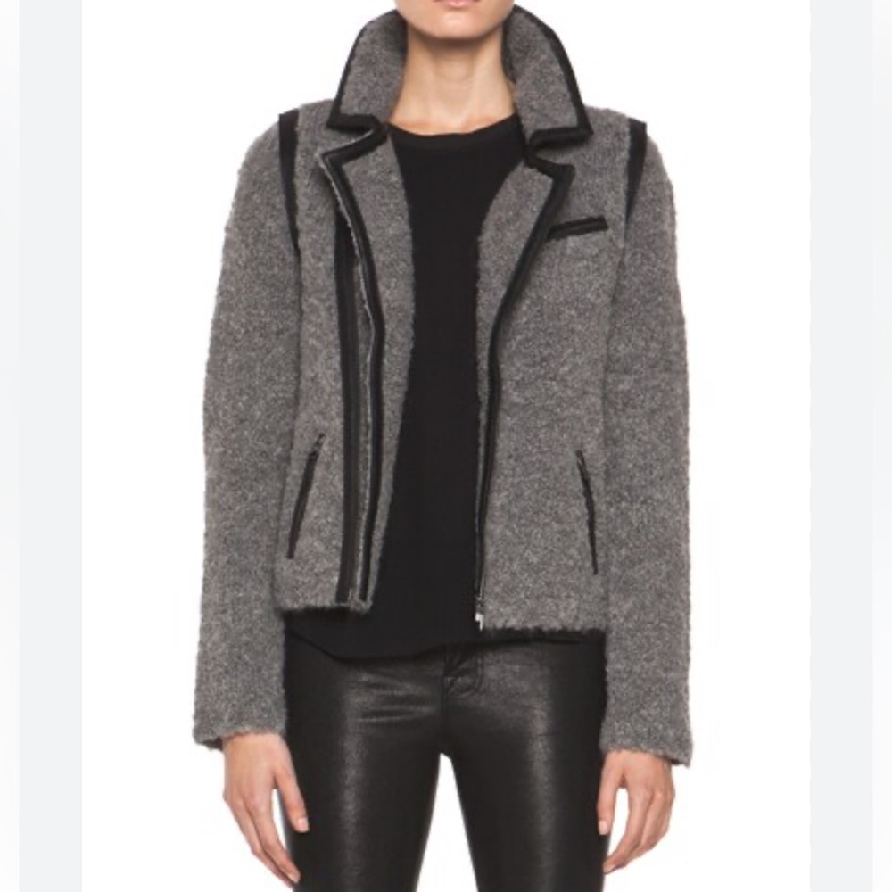 Rag & Bone Boucle Moto Jacket Wool Alpaca Leather Size S